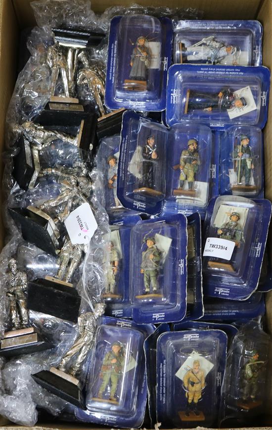 A collection of 20th century Del Prado and Royal Hampshire silver-plated military figures,
